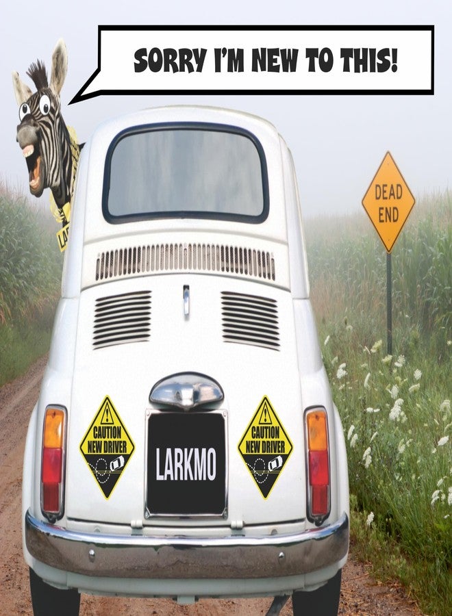 Larkmo Caution New Driver Funny Prank Car Magnet Sign Gag Gift for Young Women, Men, & Teens, Includes 2 Magnets, Great Joke Gift for New Drivers & Student Drivers Learning to Drive - Image 2